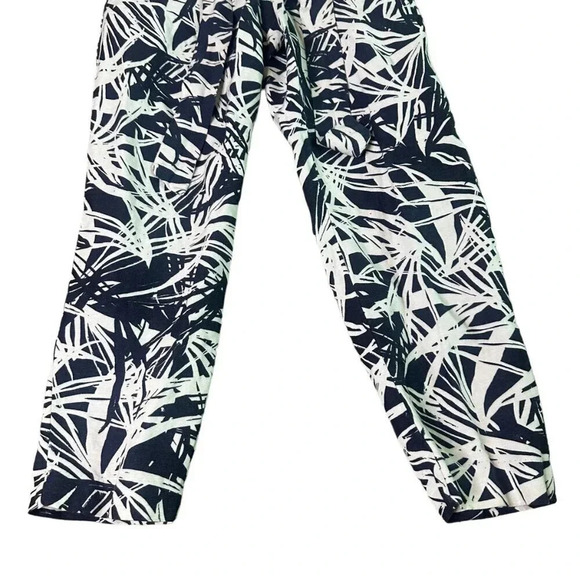 Ann Taylor Loft Navy White Tropical Print Jumpsuit Linen Strapless Size 2 Womens - Picture 5 of 13
